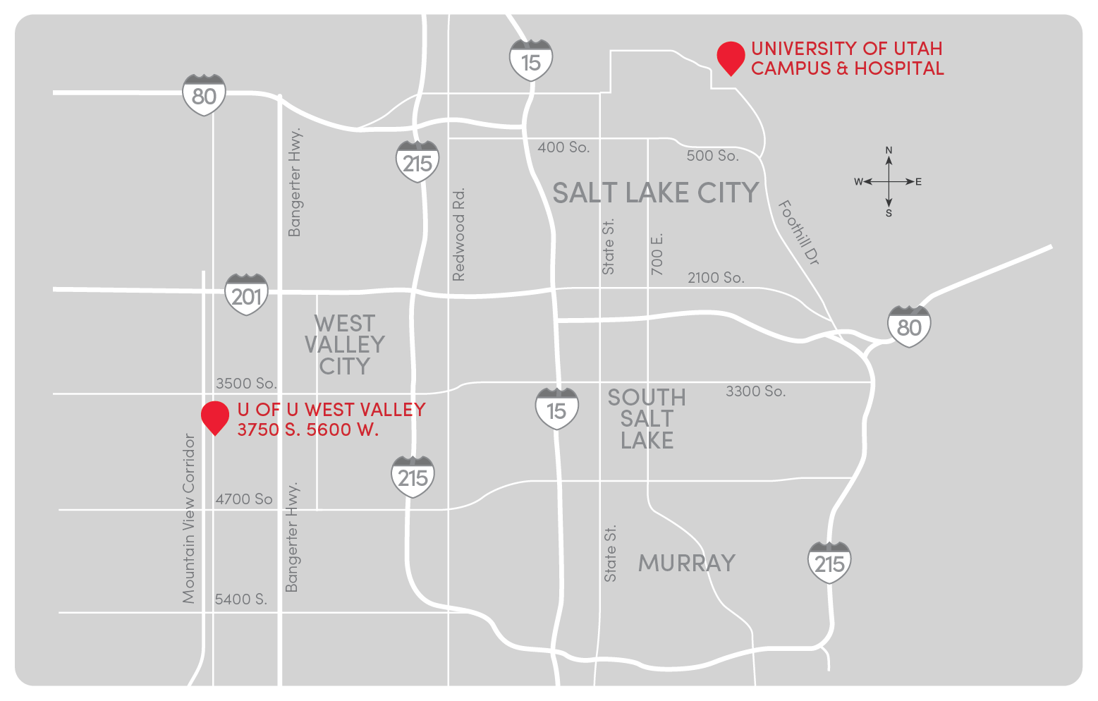 U West Valley Location Map